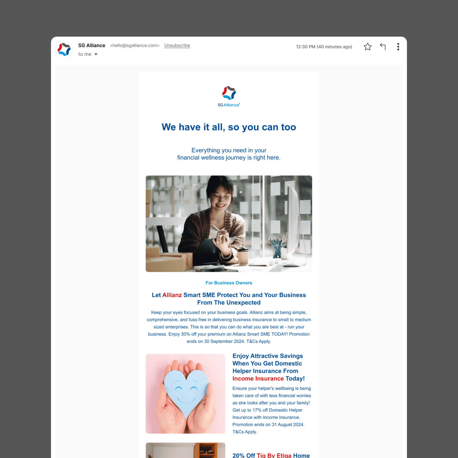 SG Alliance — email marketing